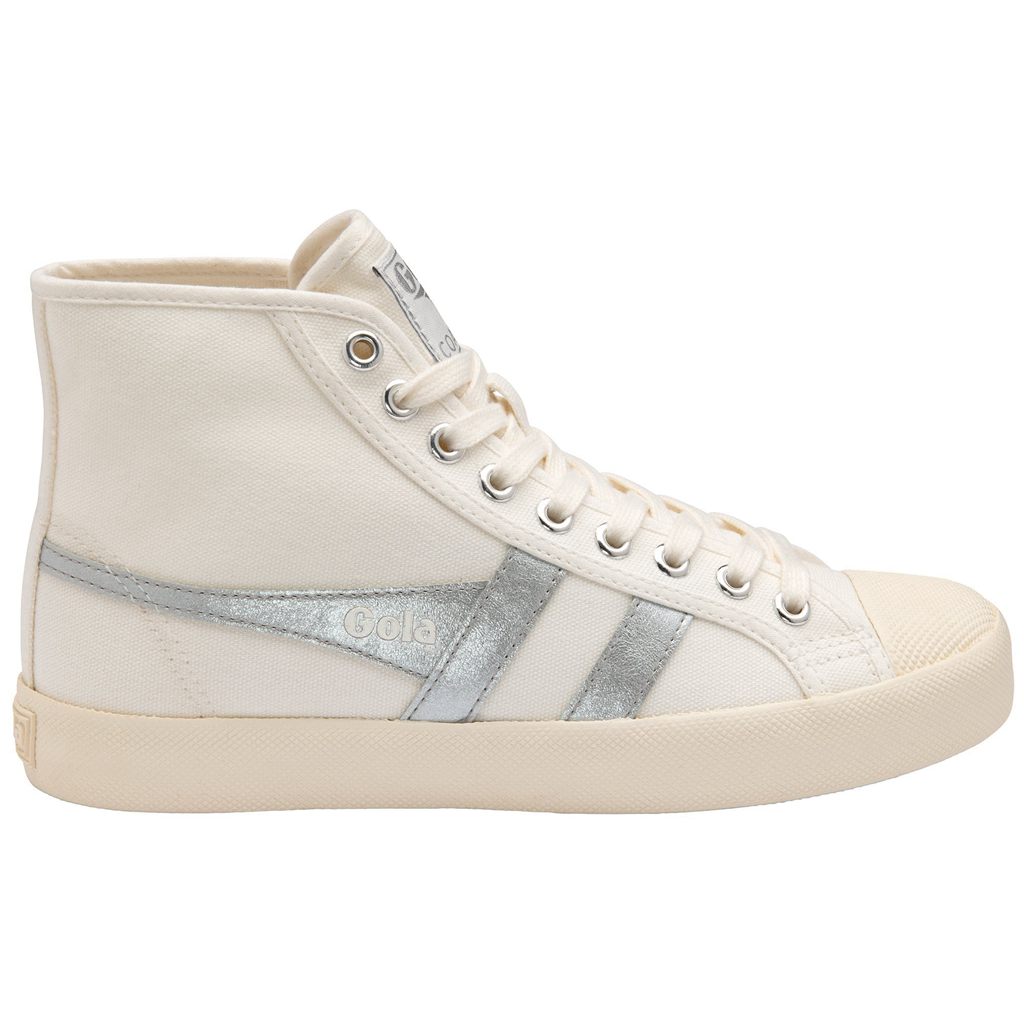 Gola Vegan Classics Coaster Flame High Sneakers Białe Srebrne Polska | 5468CEZBR