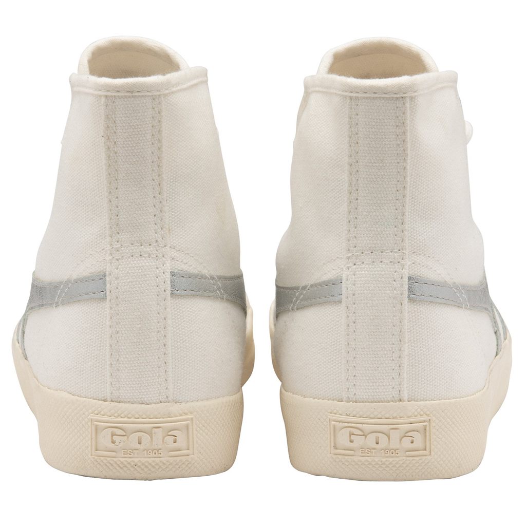Gola Vegan Classics Coaster Flame High Sneakers Białe Srebrne Polska | 5468CEZBR