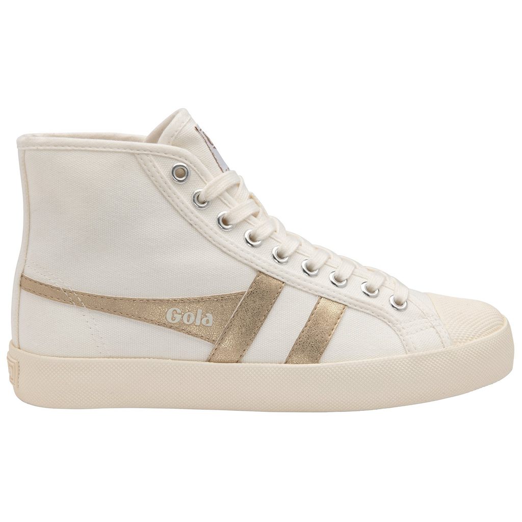 Gola Vegan Classics Coaster Flame High Sneakers Białe Złote Polska | 1035WNOEZ