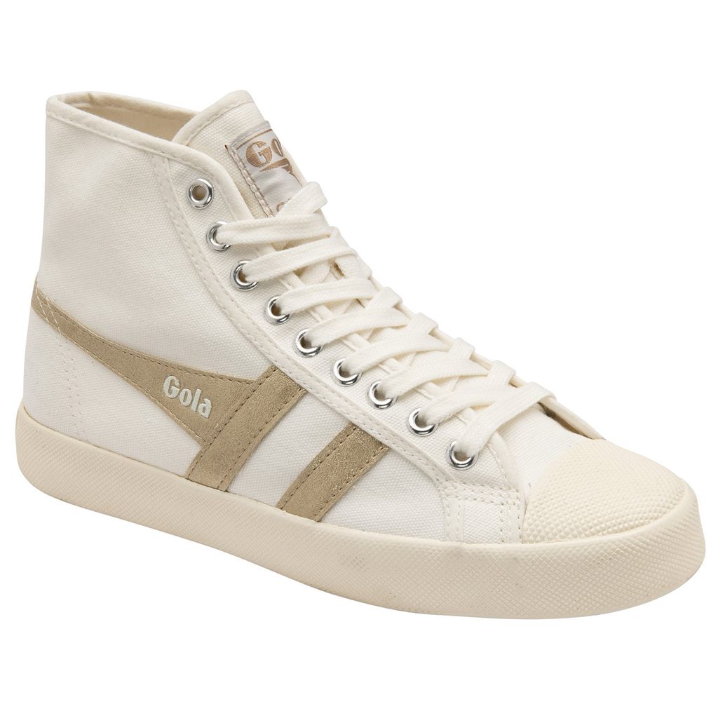 Gola Vegan Classics Coaster Flame High Sneakers Białe Złote Polska | 1035WNOEZ