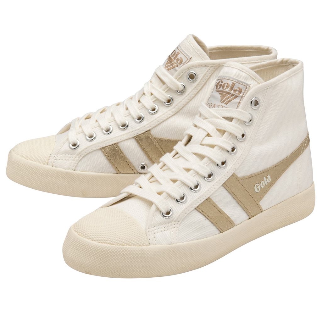 Gola Vegan Classics Coaster Flame High Sneakers Białe Złote Polska | 1035WNOEZ