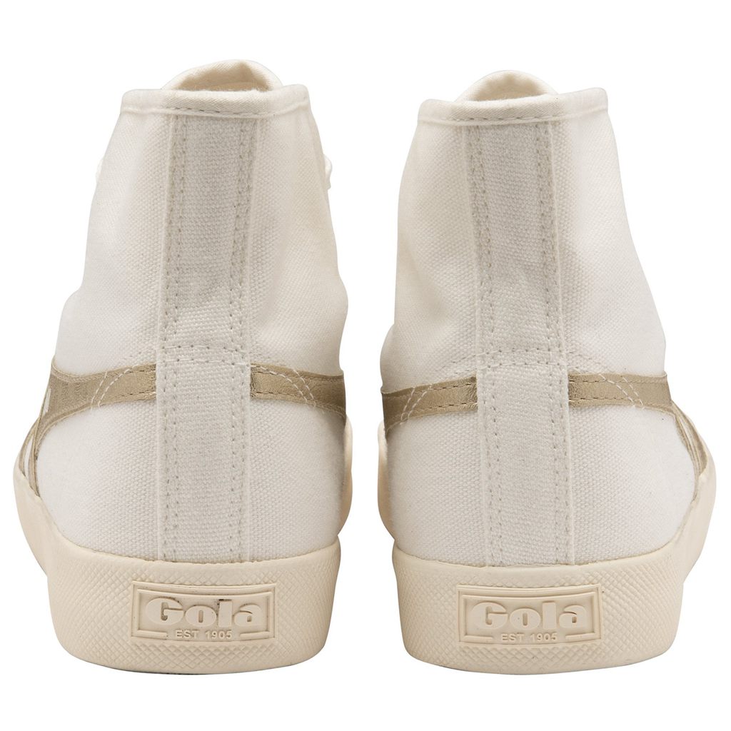 Gola Vegan Classics Coaster Flame High Sneakers Białe Złote Polska | 1035WNOEZ