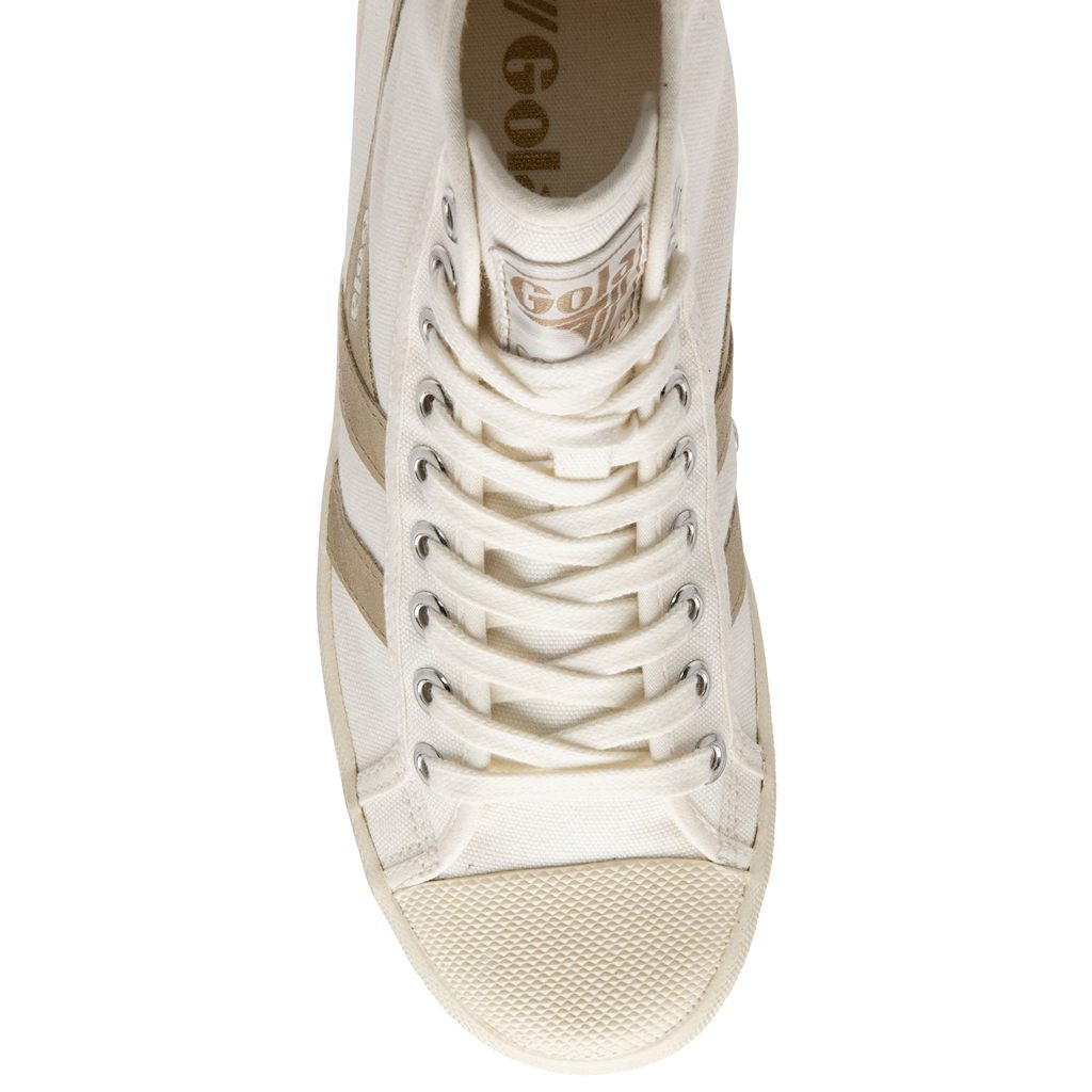 Gola Vegan Classics Coaster Flame High Sneakers Białe Złote Polska | 1035WNOEZ