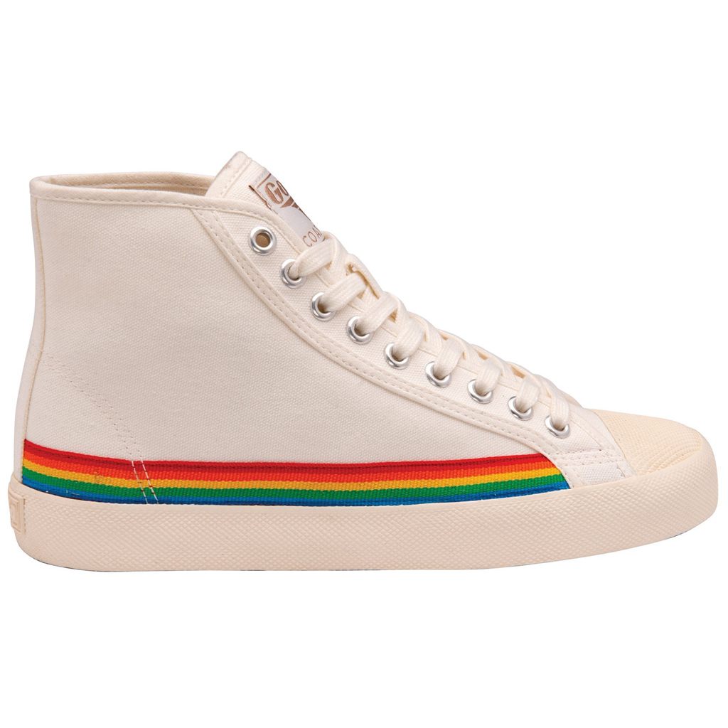 Gola Vegan Classics Coaster High Rainbow Drop Shoes Białe Polska | 7461WDMZN