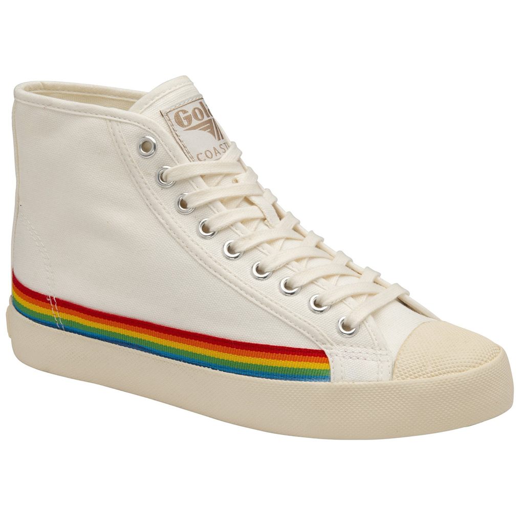 Gola Vegan Classics Coaster High Rainbow Drop Shoes Białe Polska | 7461WDMZN