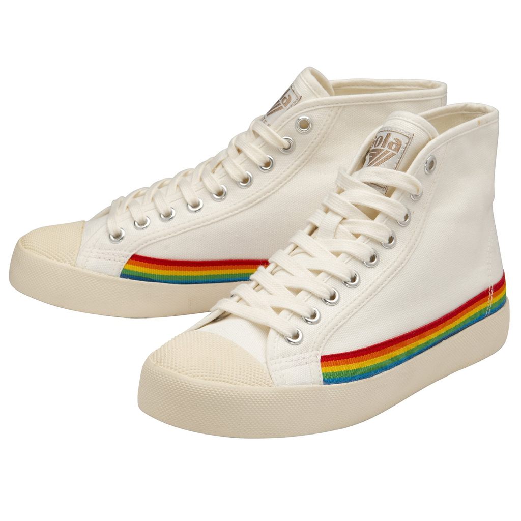 Gola Vegan Classics Coaster High Rainbow Drop Shoes Białe Polska | 7461WDMZN