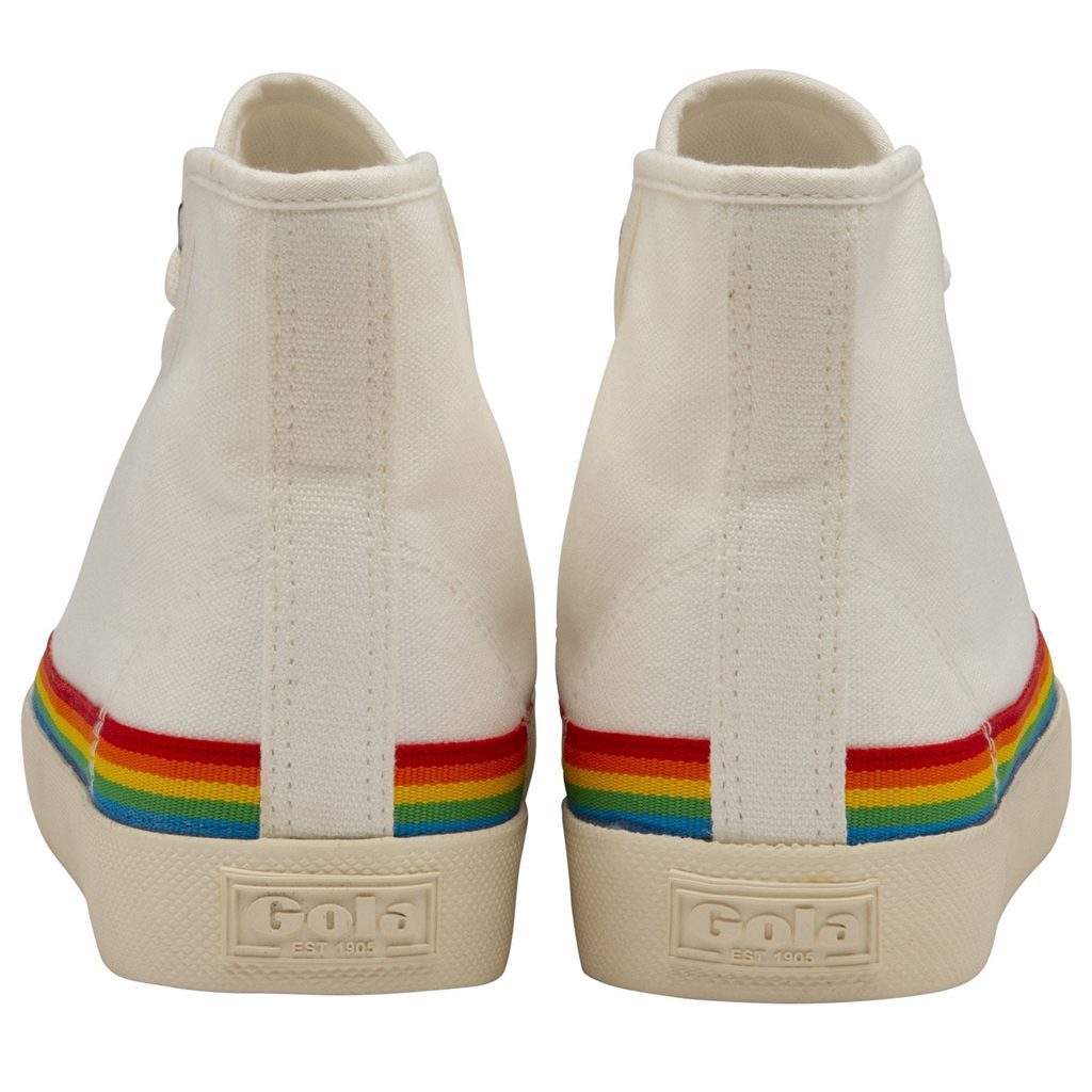 Gola Vegan Classics Coaster High Rainbow Drop Shoes Białe Polska | 7461WDMZN