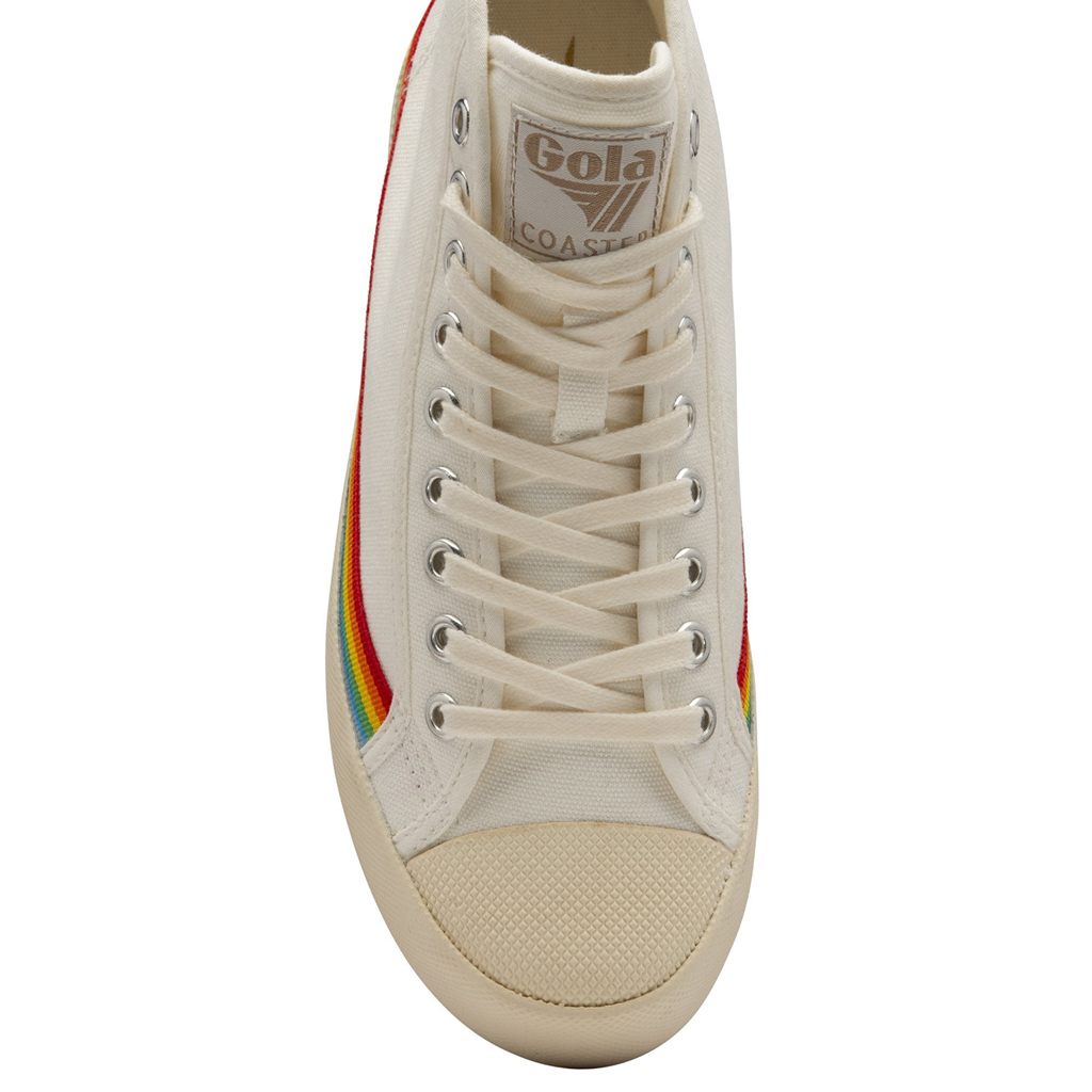 Gola Vegan Classics Coaster High Rainbow Drop Shoes Białe Polska | 7461WDMZN
