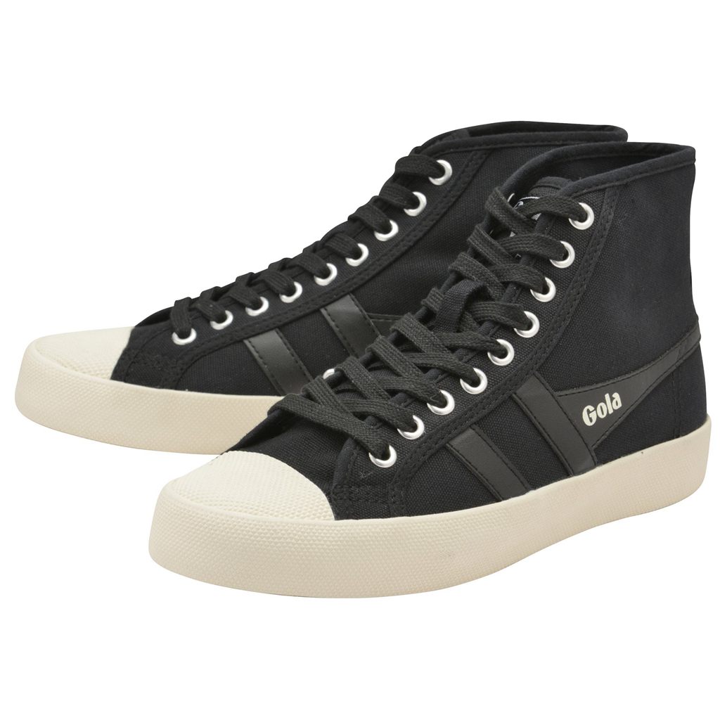 Gola Vegan Classics Coaster High Sneakers Czarne Białe Polska | 1650UPDRX