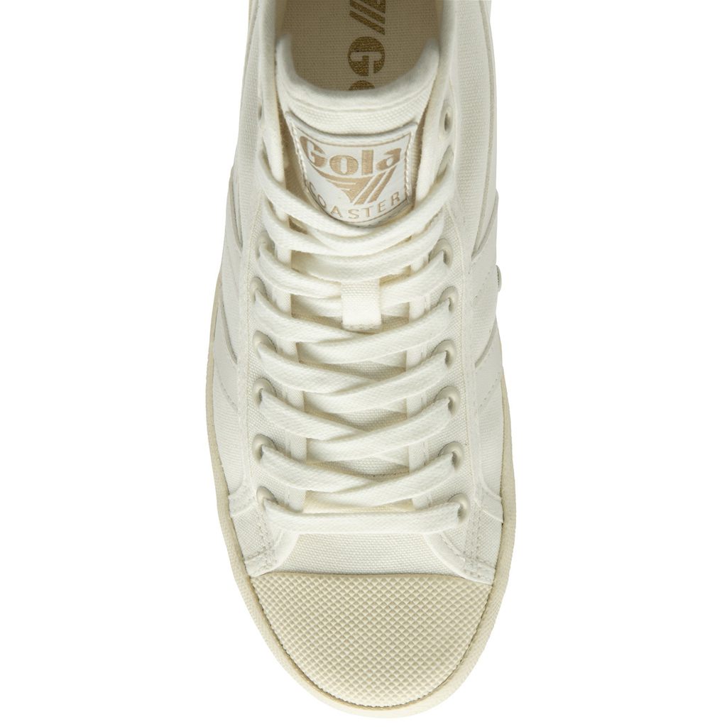 Gola Vegan Classics Coaster High Sneakers Białe Złote Polska | 0641AXOLF