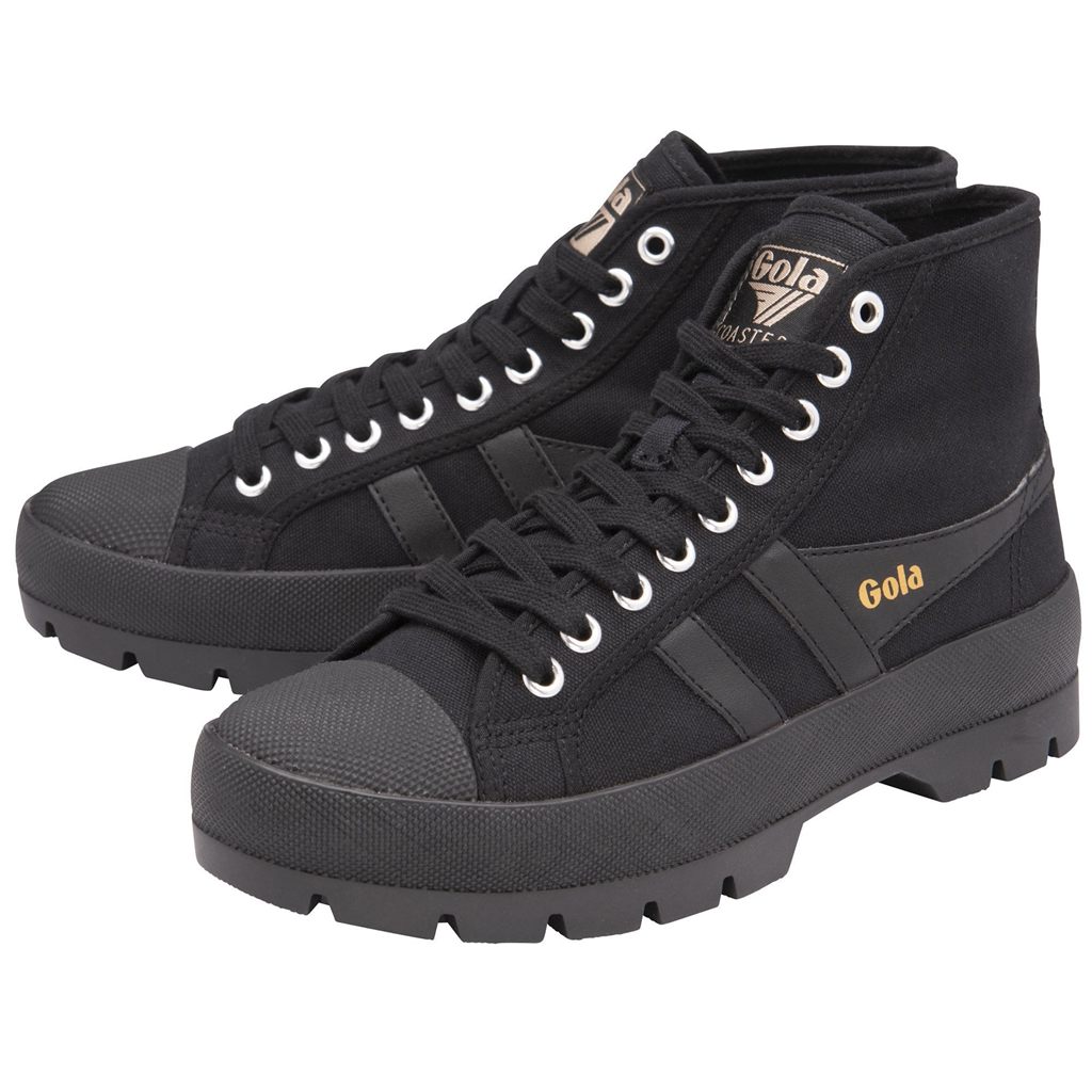 Gola Vegan Classics Coaster Peak High Sneakers Czarne Czarne Czarne Polska | 9801HVZXC