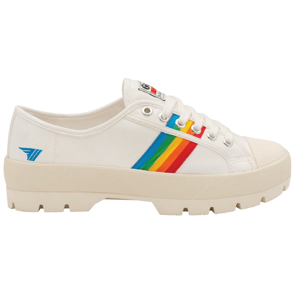 Gola Vegan Classics Coaster Peak Rainbow Shoes Białe Polska | 0396VCFAB