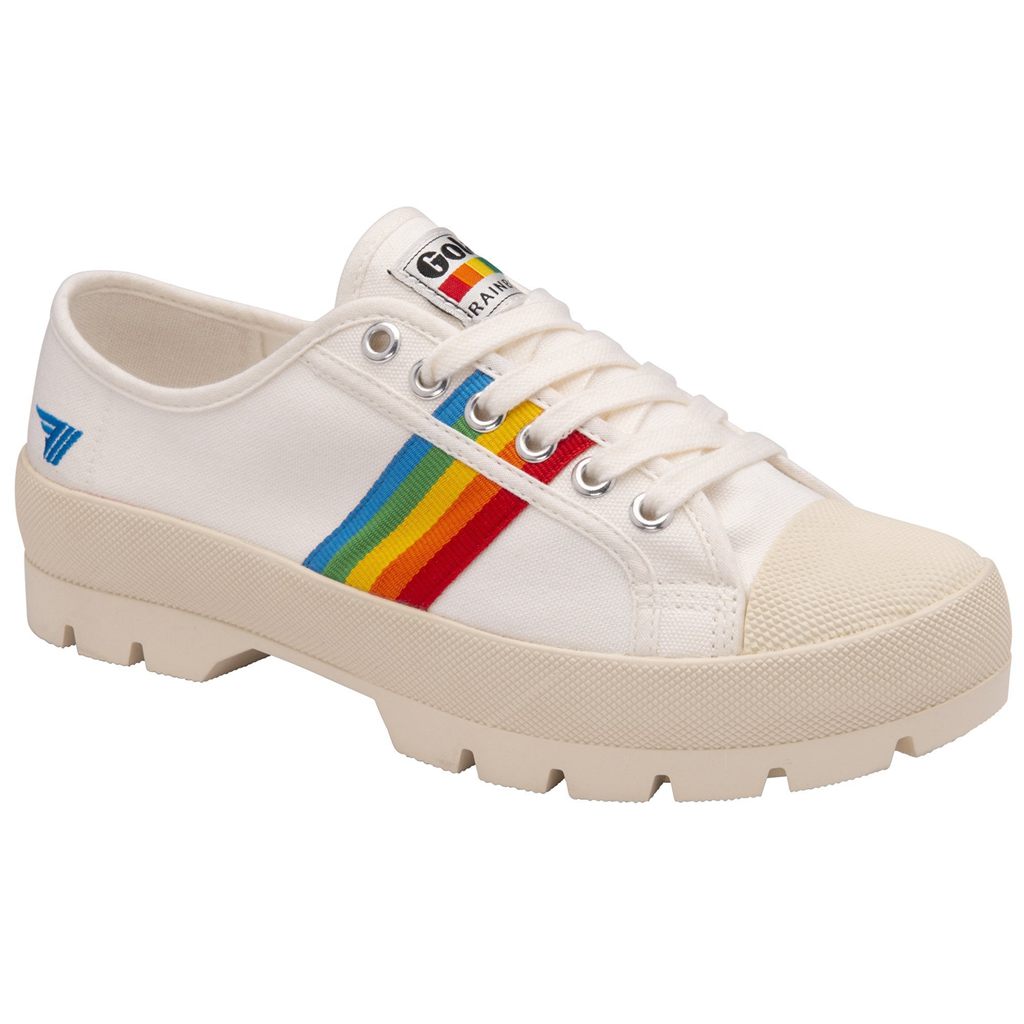 Gola Vegan Classics Coaster Peak Rainbow Shoes Białe Polska | 0396VCFAB