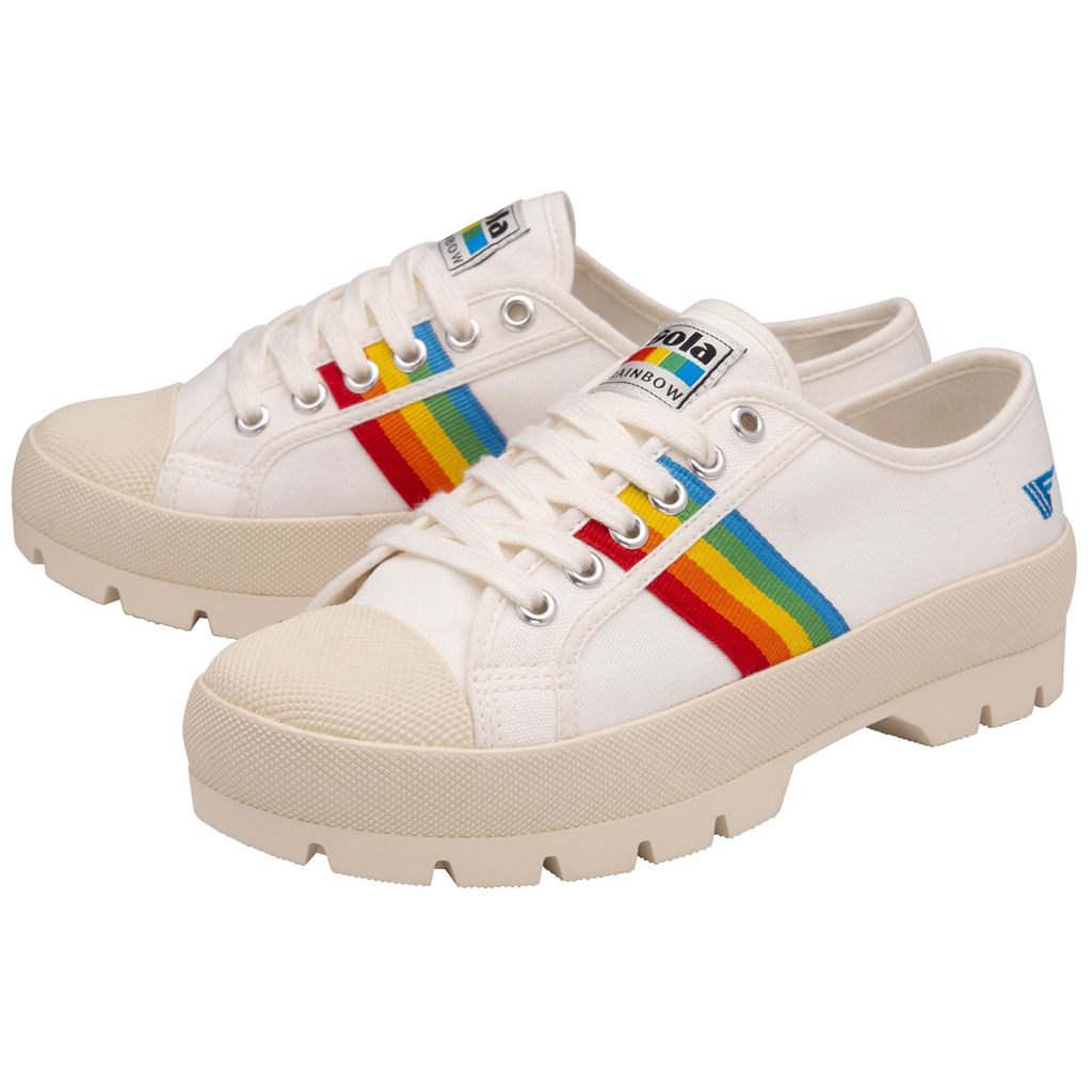 Gola Vegan Classics Coaster Peak Rainbow Shoes Białe Polska | 0396VCFAB
