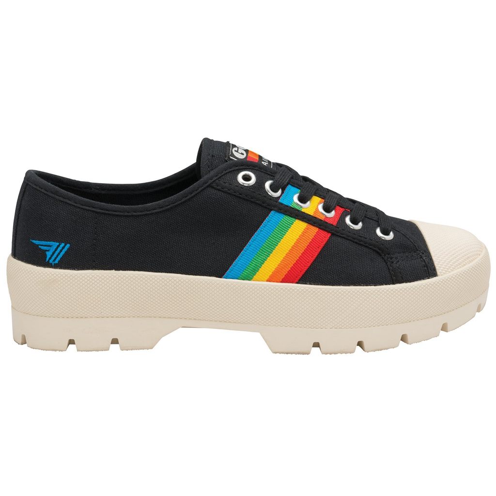 Gola Vegan Classics Coaster Peak Rainbow Shoes Czarne Polska | 0125XQCBW