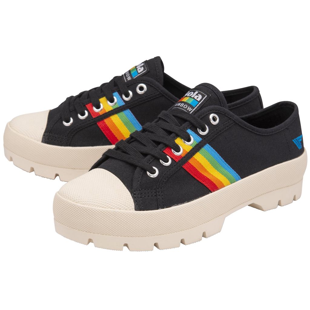 Gola Vegan Classics Coaster Peak Rainbow Shoes Czarne Polska | 0125XQCBW