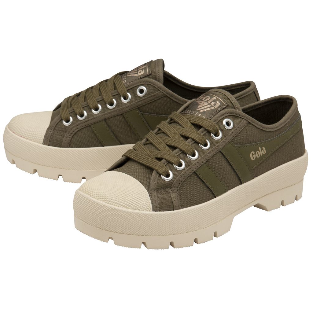 Gola Vegan Classics Coaster Peak Sneakers Khaki Khaki Białe Polska | 3091VOTRZ