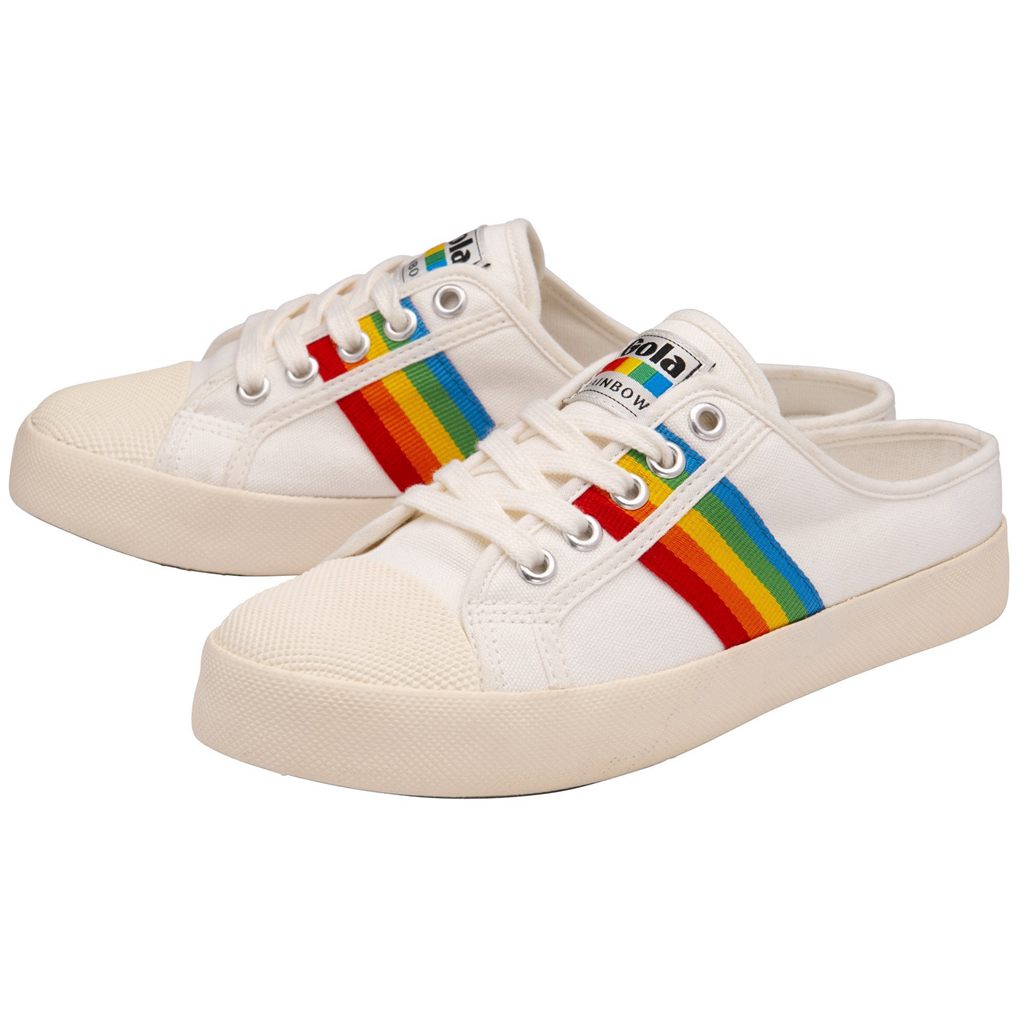Gola Vegan Classics Coaster Rainbow Mule Plimsolls Shoes Białe Polska | 4650VOQLU