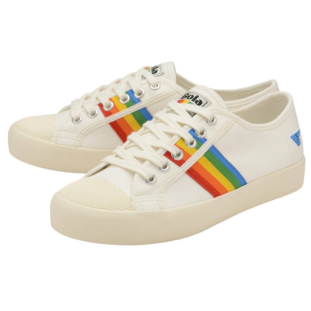 Gola Vegan Classics Coaster Rainbow Shoes Białe Polska | 8460XNWJZ
