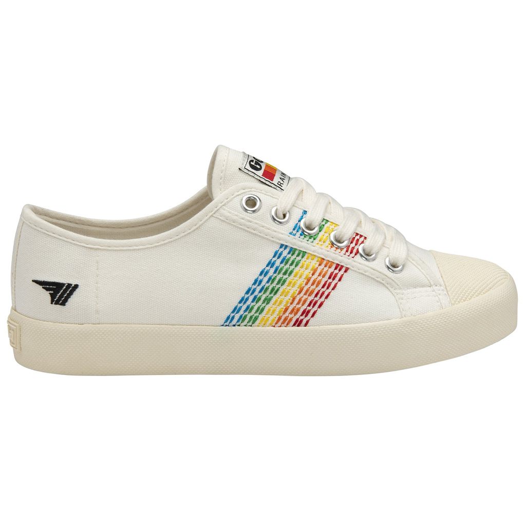 Gola Vegan Classics Coaster Rainbow Stitch Shoes Białe Polska | 4073LSARI