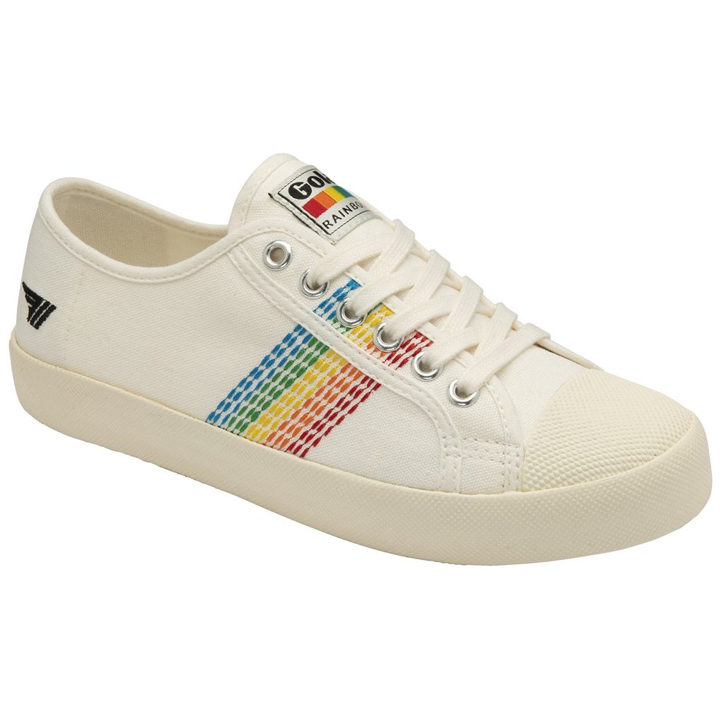 Gola Vegan Classics Coaster Rainbow Stitch Shoes Białe Polska | 4073LSARI