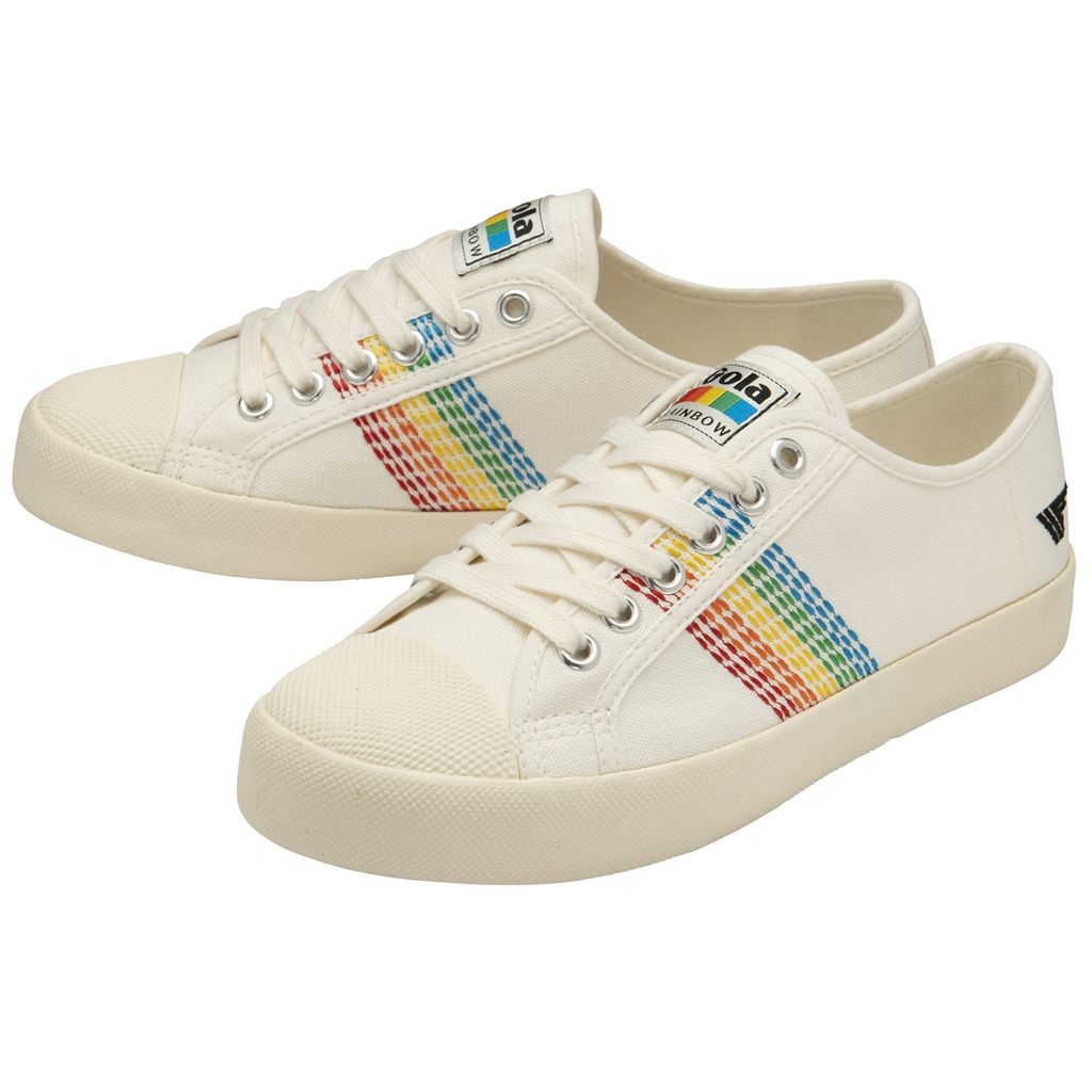 Gola Vegan Classics Coaster Rainbow Stitch Shoes Białe Polska | 4073LSARI