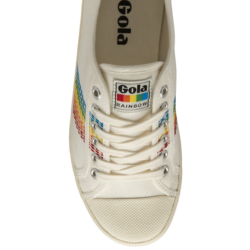 Gola Vegan Classics Coaster Rainbow Stitch Shoes Białe Polska | 4073LSARI