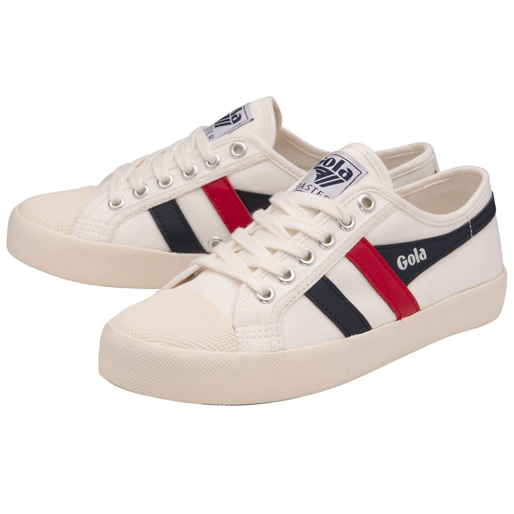 Gola Vegan Classics Coaster Shoes Białe Granatowe Czerwone Polska | 3684SEUGQ