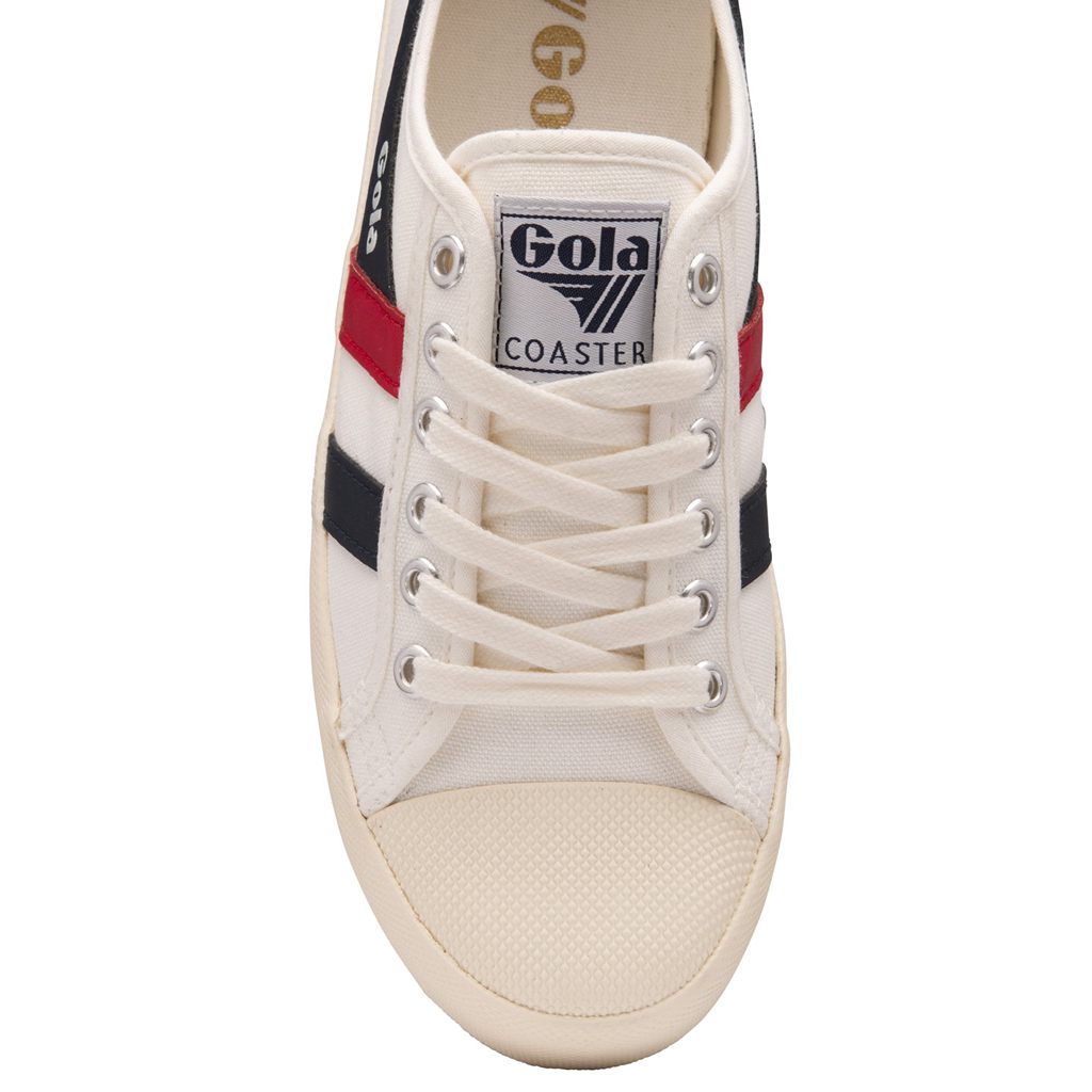 Gola Vegan Classics Coaster Shoes Białe Granatowe Czerwone Polska | 3684SEUGQ
