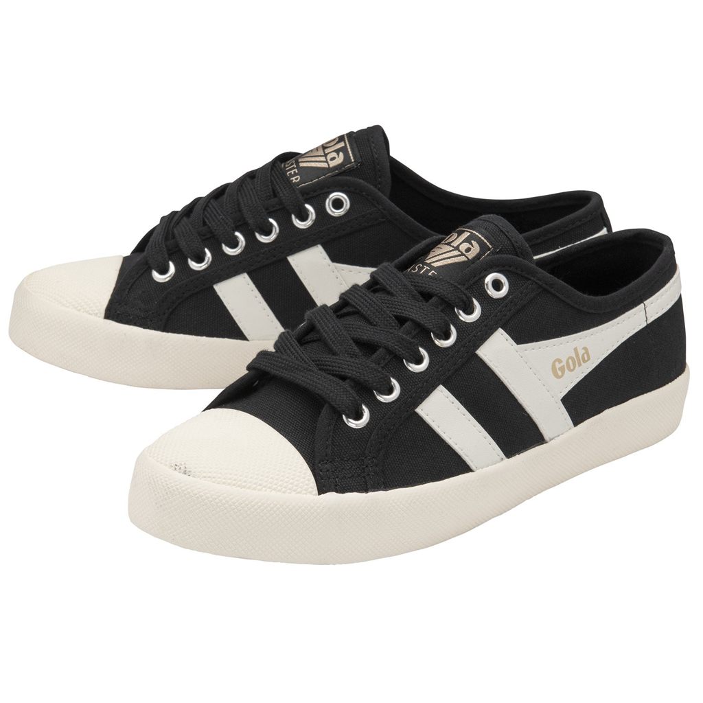 Gola Vegan Classics Coaster Shoes Czarne Białe Złote Polska | 5468CDIPU