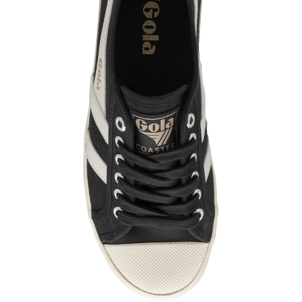 Gola Vegan Classics Coaster Shoes Czarne Białe Złote Polska | 5468CDIPU