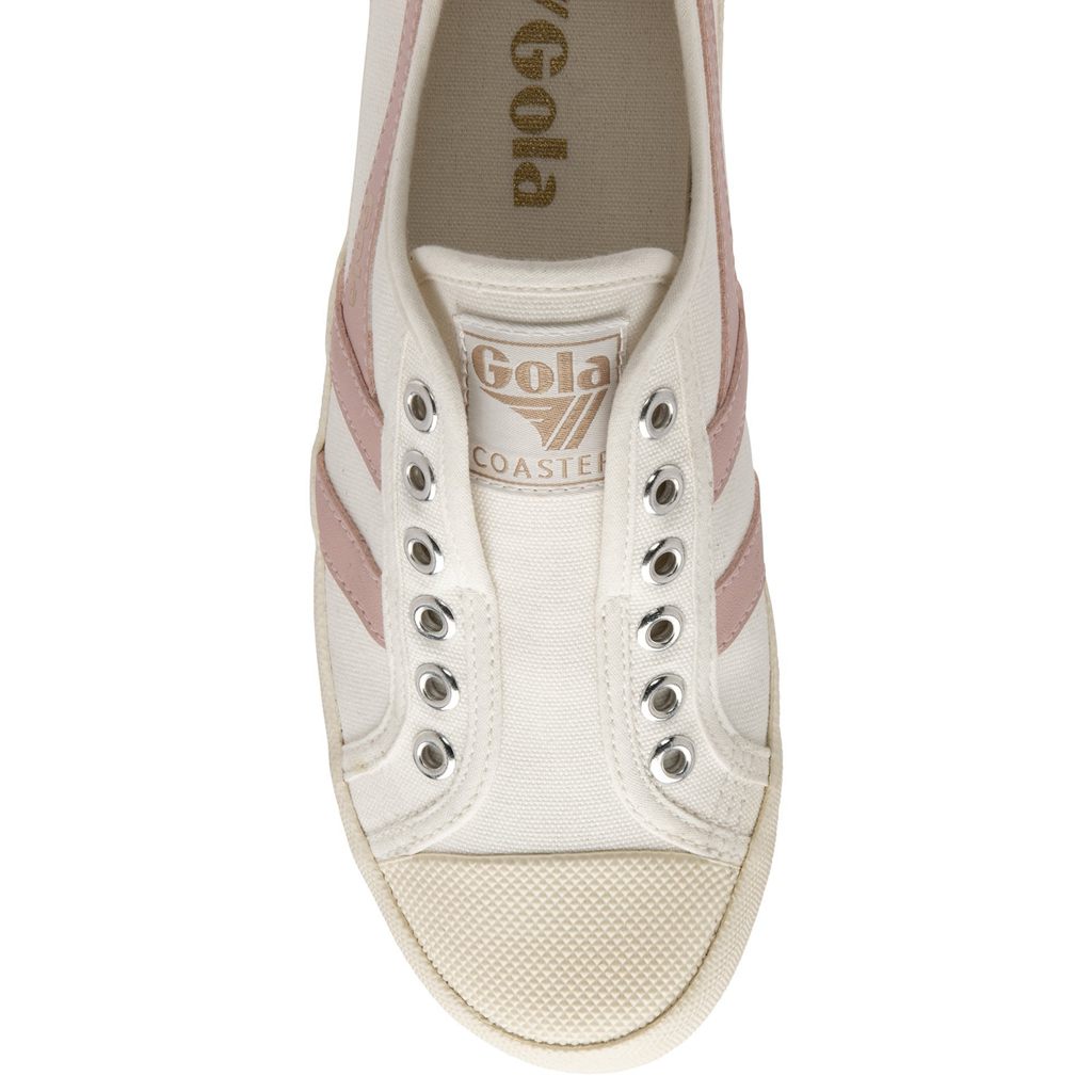 Gola Vegan Classics Coaster Slip Shoes Białe Różowe Polska | 4052MKZTE