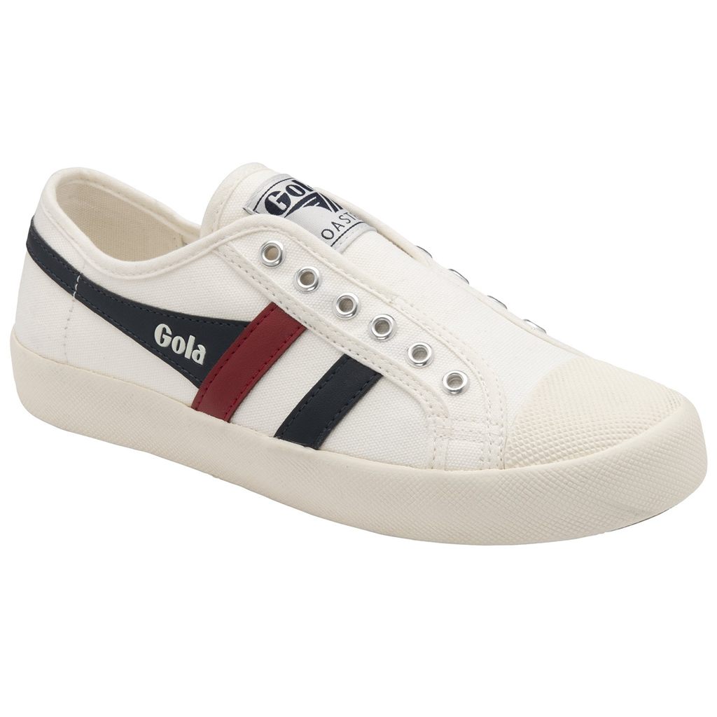 Gola Vegan Classics Coaster Slip Shoes Białe Granatowe Czerwone Polska | 7624QYMCJ