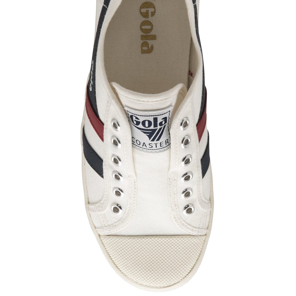 Gola Vegan Classics Coaster Slip Shoes Białe Granatowe Czerwone Polska | 7624QYMCJ