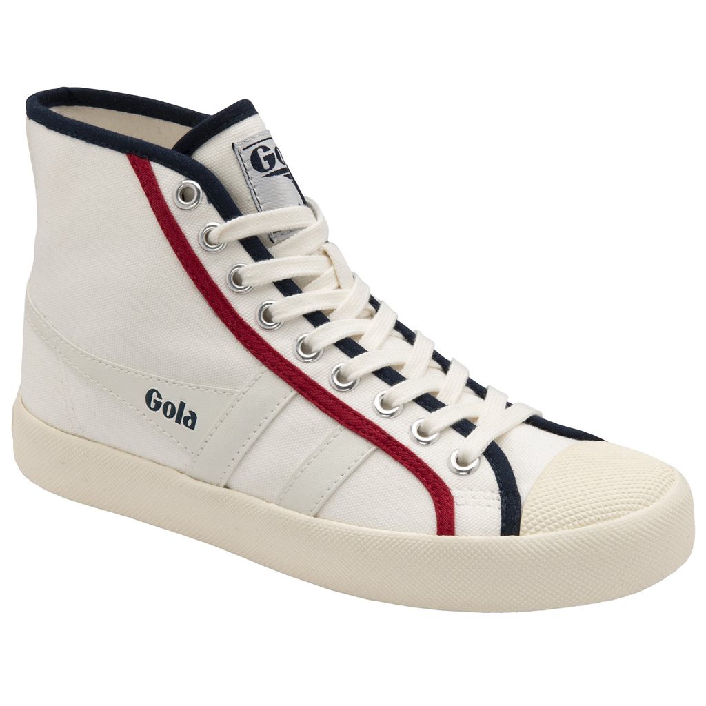 Gola Vegan Classics Coaster Smash High Shoes Białe Granatowe Jasny Czerwone Polska | 1069CBRVJ
