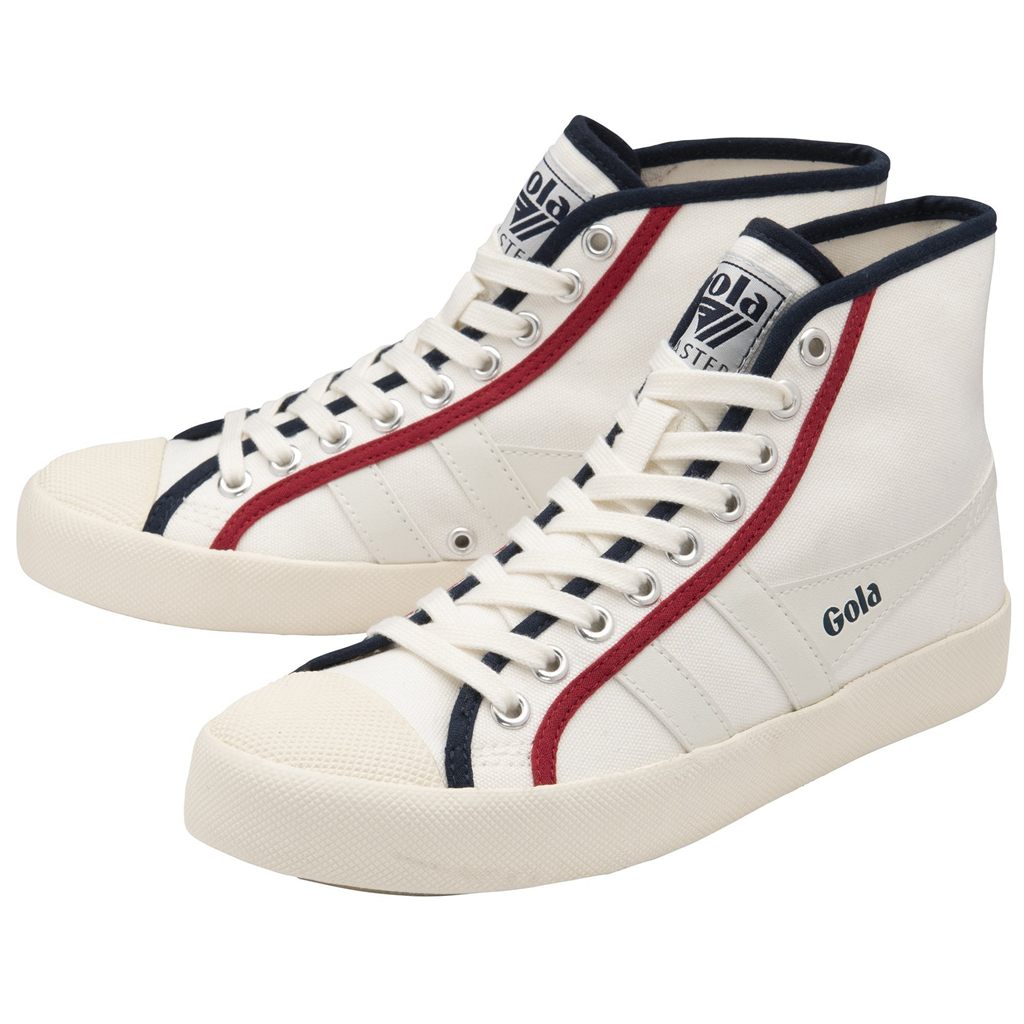 Gola Vegan Classics Coaster Smash High Shoes Białe Granatowe Jasny Czerwone Polska | 1069CBRVJ