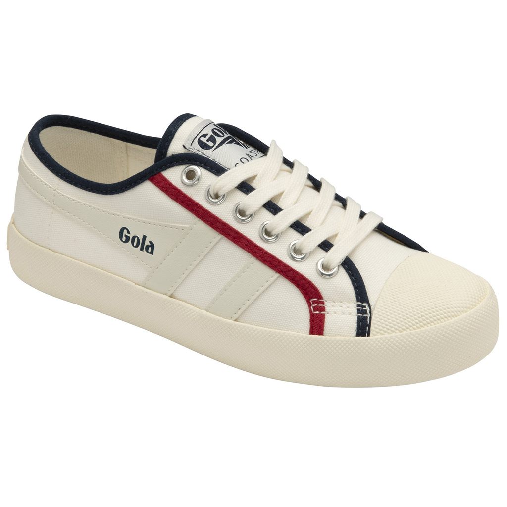Gola Vegan Classics Coaster Smash Shoes Białe Granatowe Jasny Czerwone Polska | 1657CHQBU
