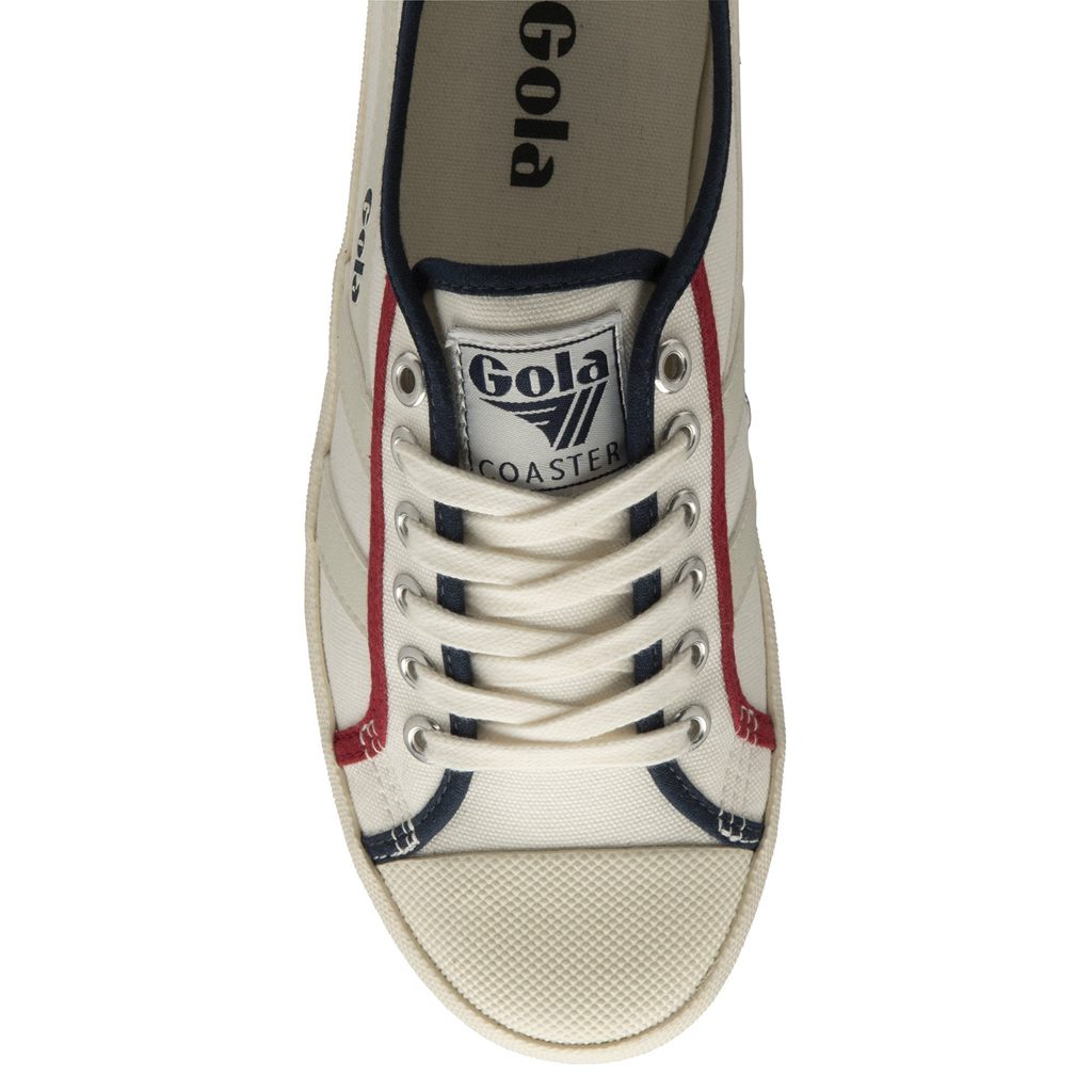 Gola Vegan Classics Coaster Smash Shoes Białe Granatowe Jasny Czerwone Polska | 1657CHQBU