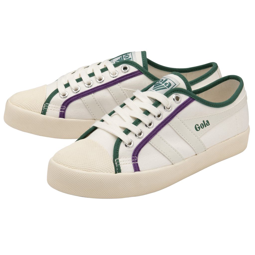 Gola Vegan Classics Coaster Smash Shoes Białe Ciemny Zielone Fioletowe Polska | 7103UGISH