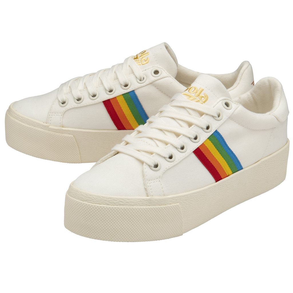 Gola Vegan Classics Orchid Platform Rainbow Shoes Białe Polska | 0182LFTXZ