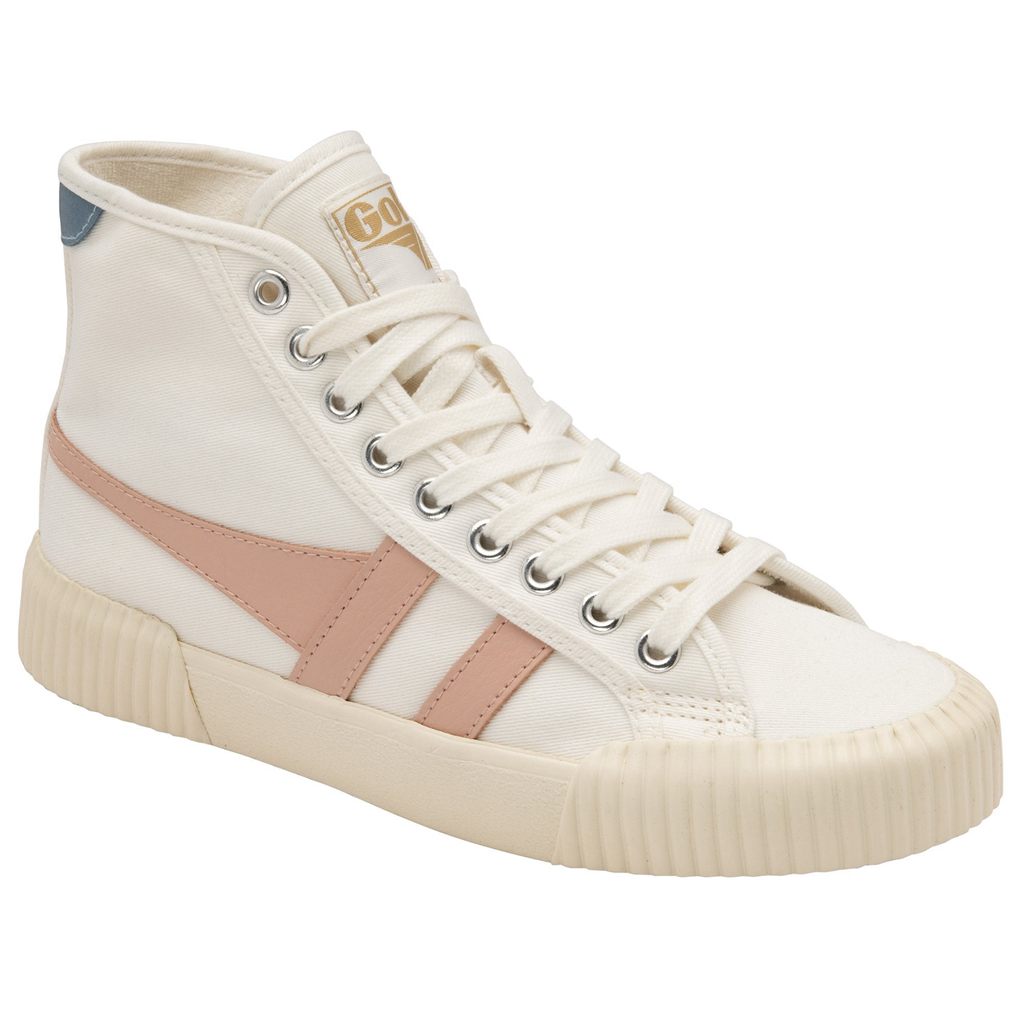 Gola Vegan Classics Rally High Plimsoll Sneakers Białe Różowe Polska | 0437DYZIL
