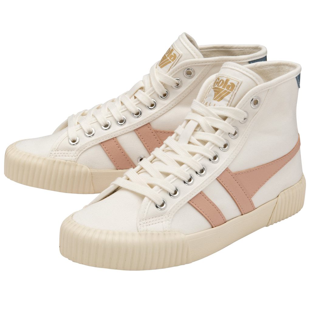 Gola Vegan Classics Rally High Plimsoll Sneakers Białe Różowe Polska | 0437DYZIL
