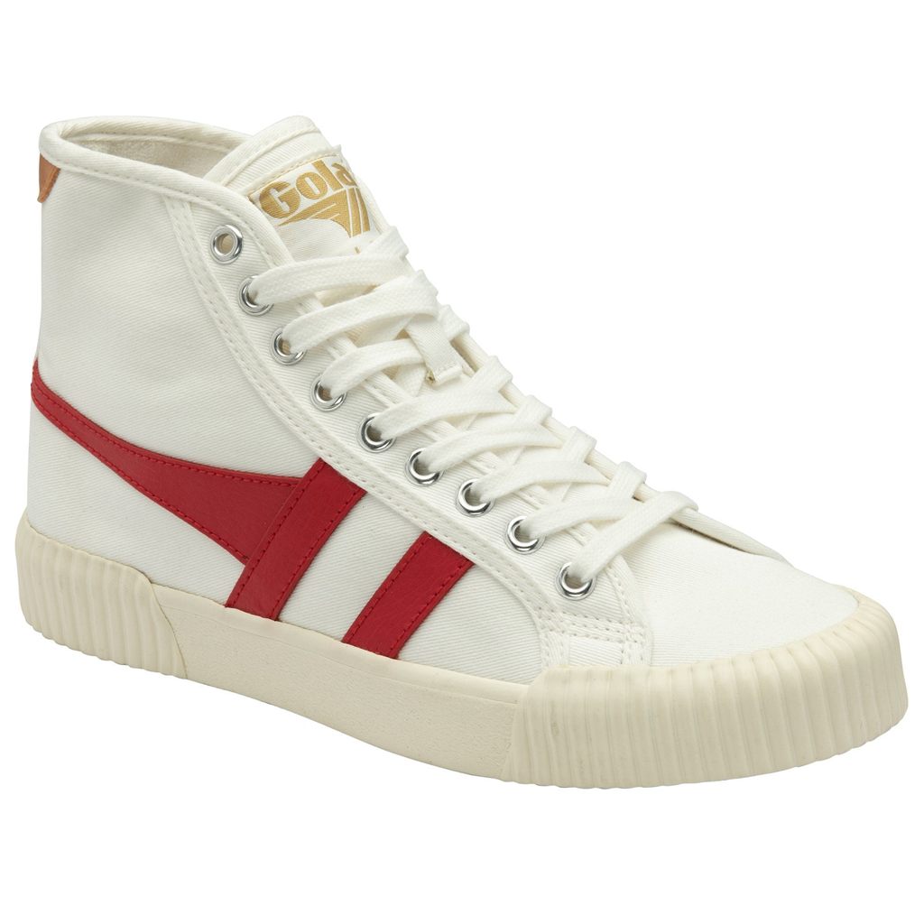Gola Vegan Classics Rally High Plimsoll Sneakers Białe Czerwone Morelowe Polska | 0723PNZVT