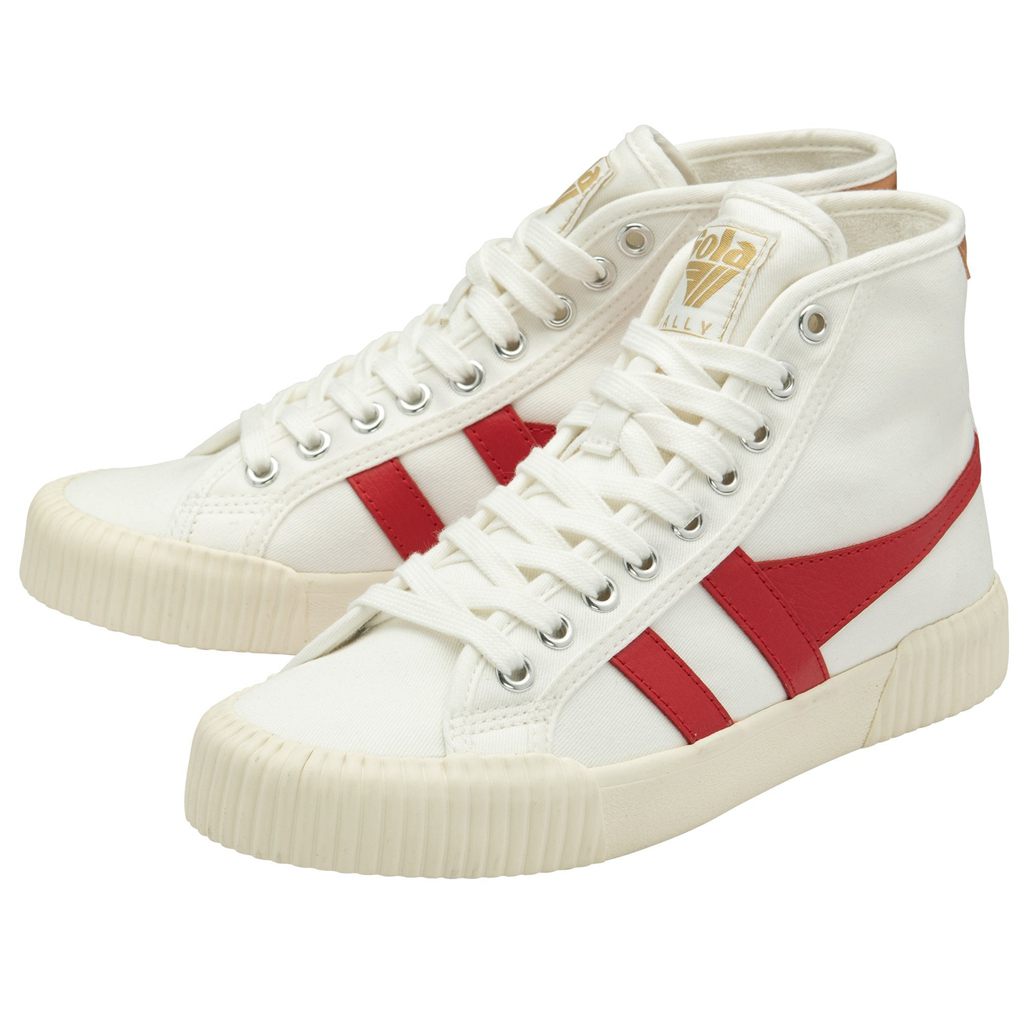 Gola Vegan Classics Rally High Plimsoll Sneakers Białe Czerwone Morelowe Polska | 0723PNZVT