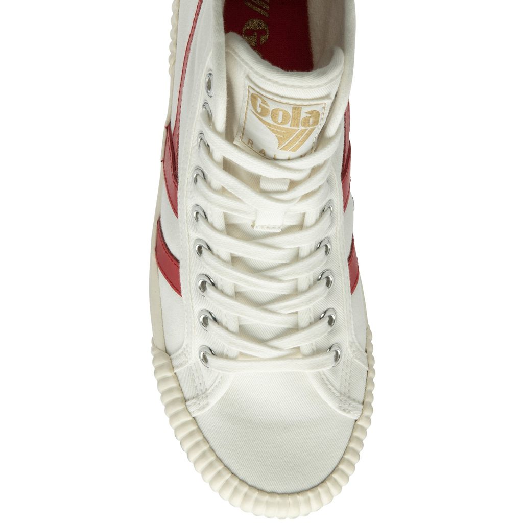 Gola Vegan Classics Rally High Plimsoll Sneakers Białe Czerwone Morelowe Polska | 0723PNZVT