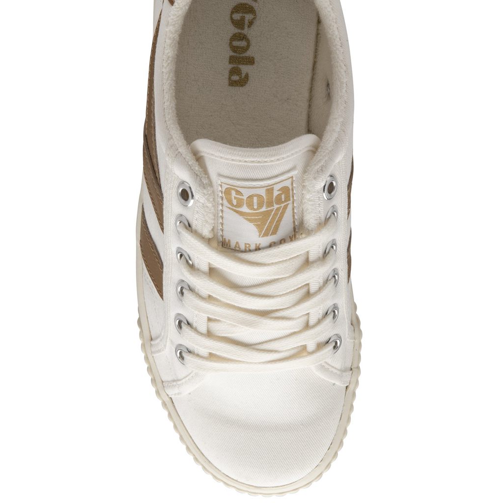 Gola Vegan Classics Tennis Mark Cox Sneakers Białe Brązowe Polska | 9035DHUOK
